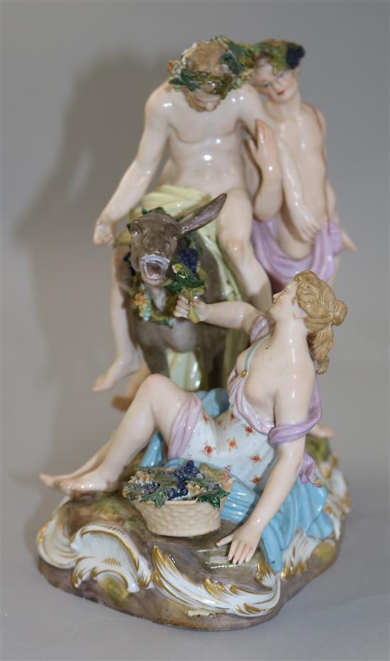 A Meissen mythological group of the drunken figure of Silenus